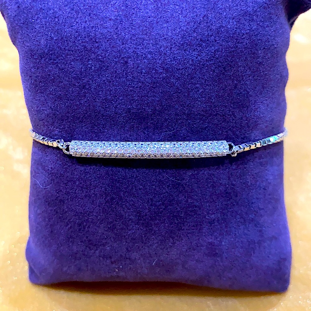 925 SS Adjustable Bar Bracelet with AAA CZ